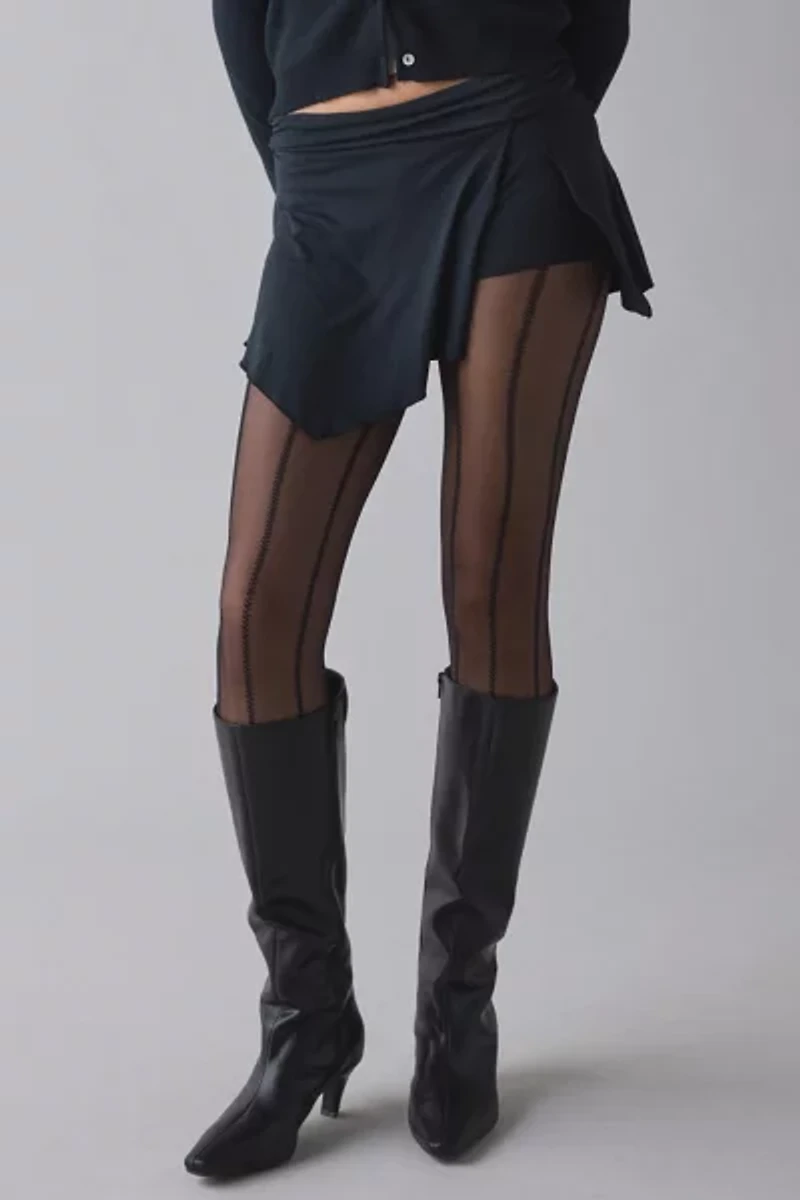 Beverly Floral Stripe Semi-Sheer Tights