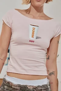 Dunkin' UO Exclusive Graphic Cotton Compression Boatneck Tee