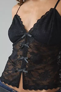 Kimchi Blue Mae Sheer Lace Split-Front Bow Detail Cami