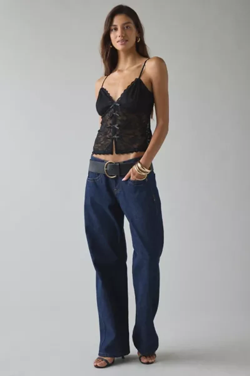 Kimchi Blue Mae Sheer Lace Split-Front Bow Detail Cami