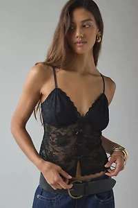 Kimchi Blue Mae Sheer Lace Split-Front Bow Detail Cami