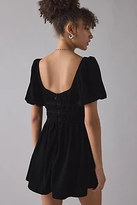 For Love & Lemons Marta Velvet Bow Detail Mini Dress