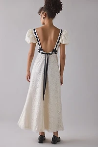 For Love & Lemons Creampuff Ribbon Trim Lace Maxi Dress