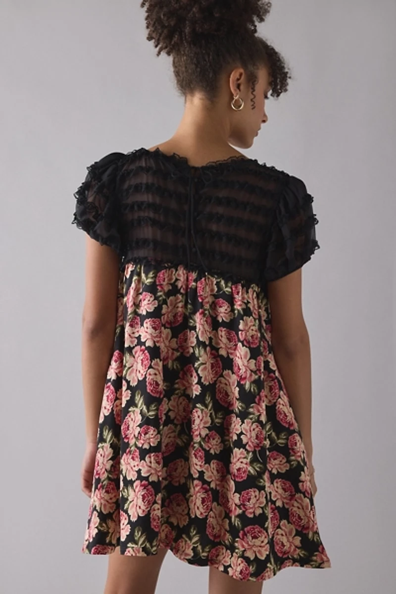 For Love & Lemons Belmond Floral Babydoll Mini Dress
