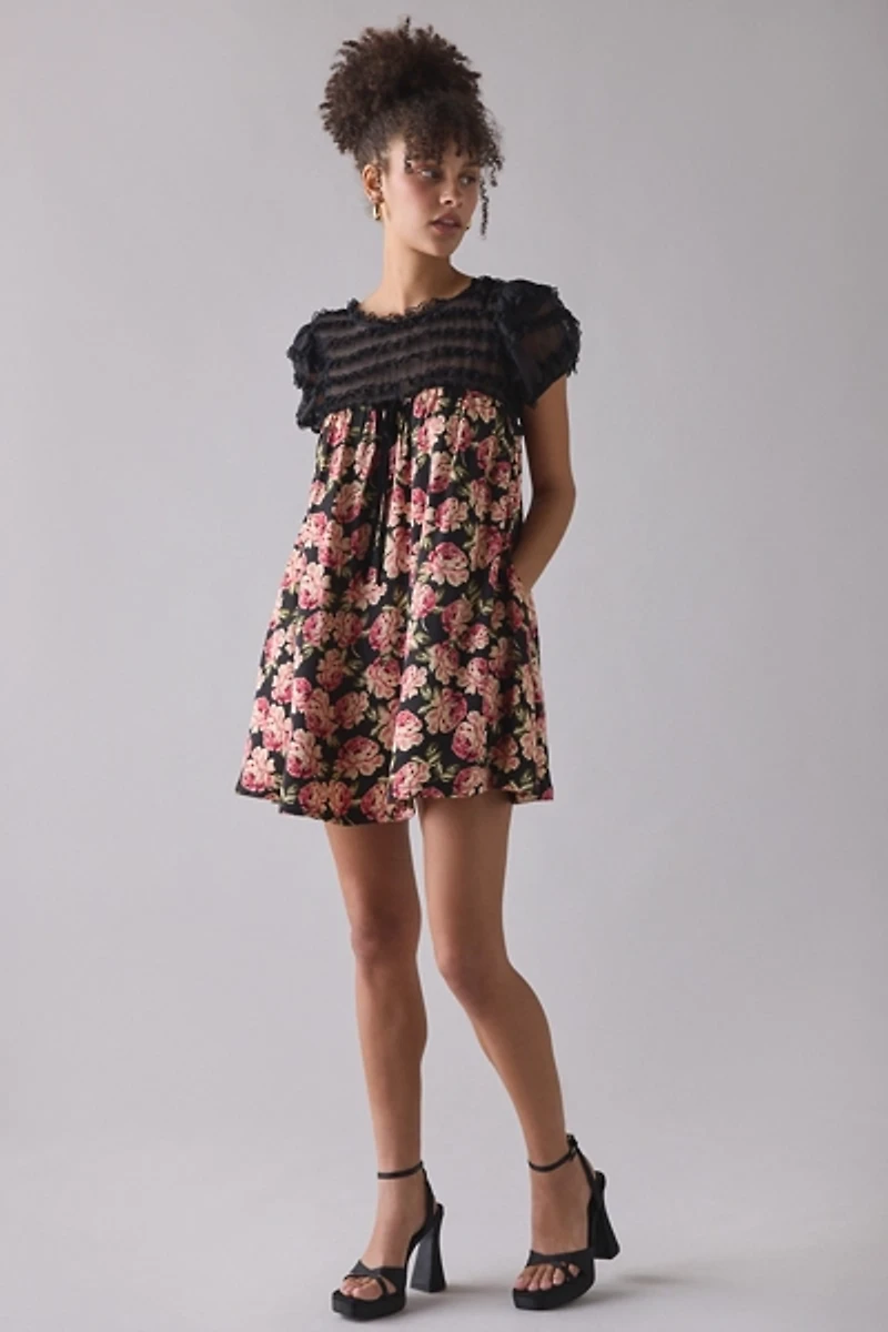 For Love & Lemons Belmond Floral Babydoll Mini Dress