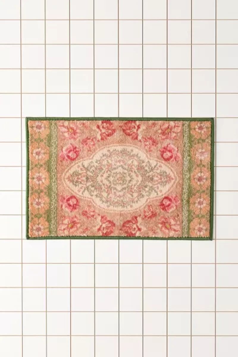 Minerva Floral Plush Printed Bath Mat