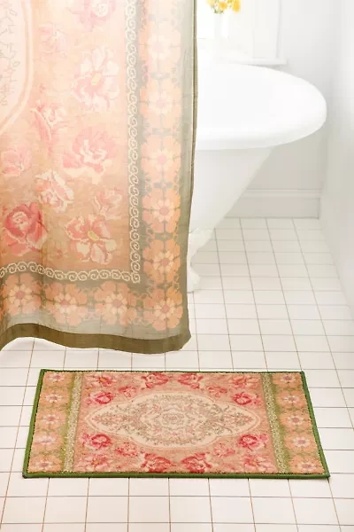Minerva Floral Plush Printed Bath Mat