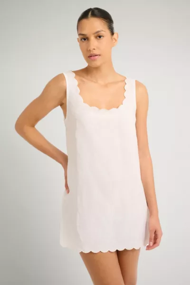 Onia Air Linen Scallop Shift Dress