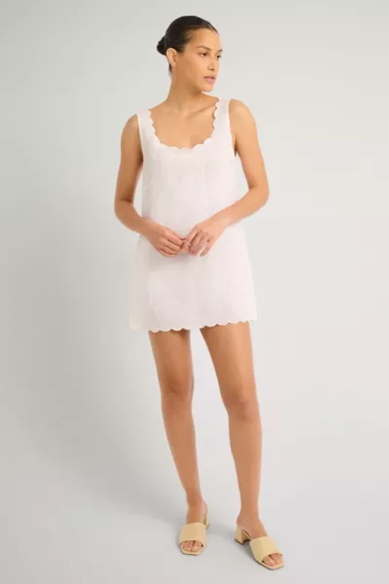 Onia Air Linen Scallop Shift Dress