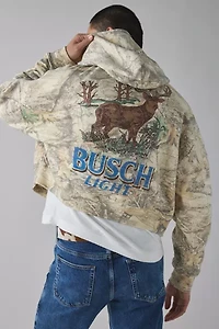 Busch Light Deer Graphic Camo Boxy Cropped Hoodie Sweatshirt