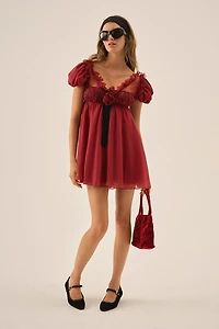 For Love & Lemons Claudine Chiffon Babydoll Mini Dress