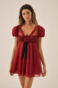 For Love & Lemons Claudine Chiffon Babydoll Mini Dress