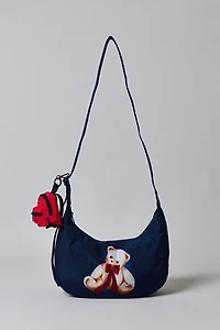 BAGGU UO Exclusive Teddy Bear Medium Nylon Crescent Bag