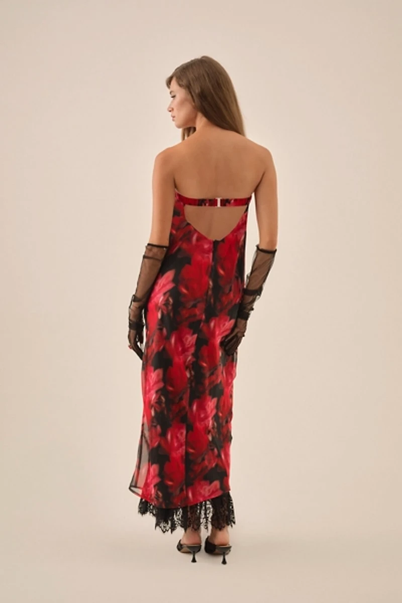 For Love & Lemons Dark Romance Strapless Maxi Dress