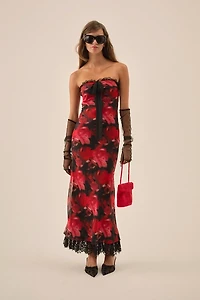 For Love & Lemons Dark Romance Strapless Maxi Dress