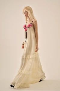 For Love & Lemons Rosalie Embellished Tiered Maxi Dress