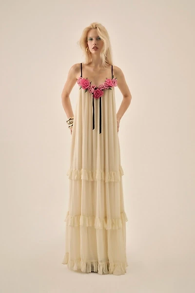 For Love & Lemons Rosalie Embellished Tiered Maxi Dress