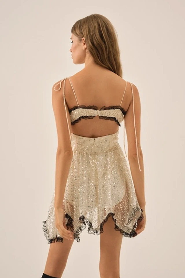 Francesca's Ellie Mock Neck Sequin Mini Dress | Pacific City