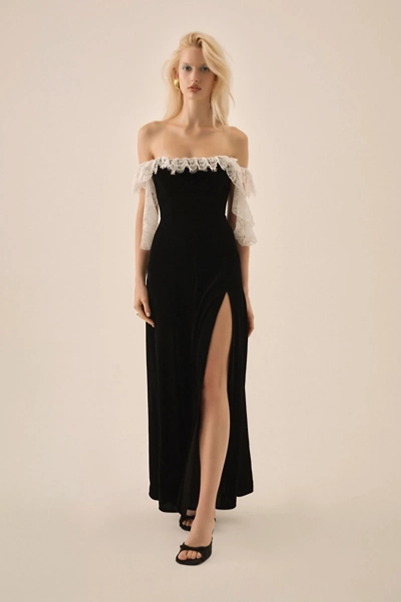 For Love & Lemons La Vie En Bow Velvet Maxi Dress