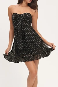 For Love & Lemons Teagan Polka Dot Strapless Mini Dress