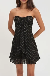 For Love & Lemons Teagan Polka Dot Strapless Mini Dress