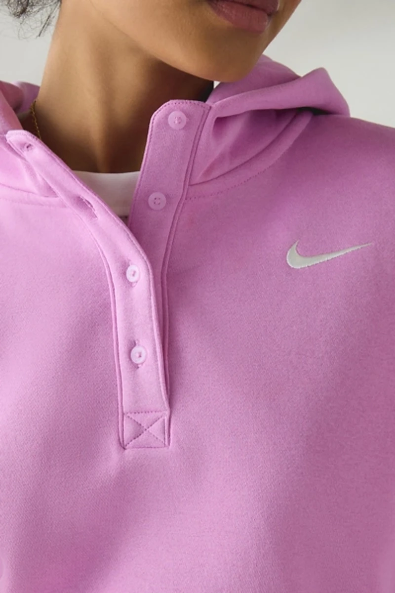 Nike Phoenix Fleece Cropped Oversized Henley Hoodie Sweatshirt