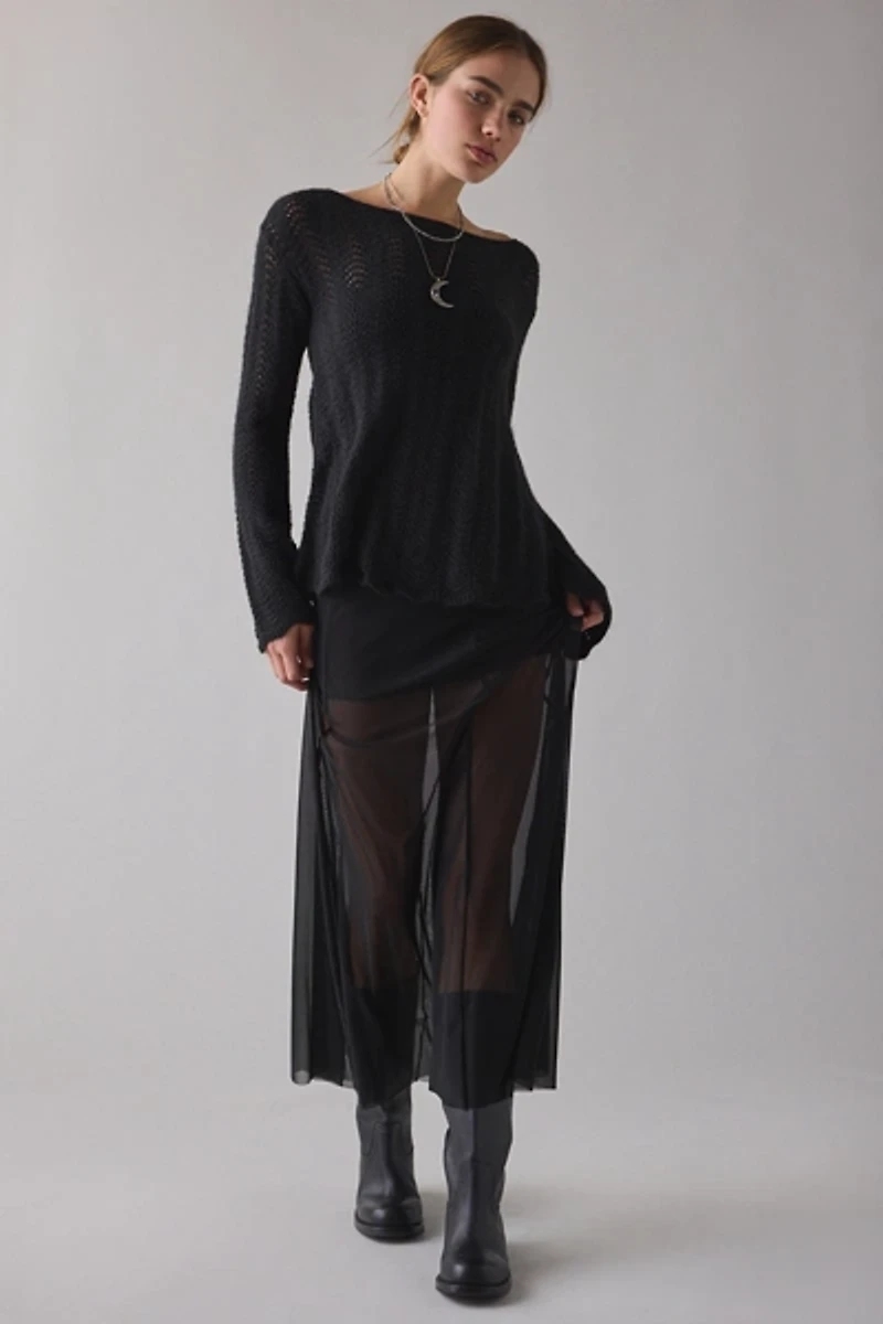 Kimchi Blue Lily Trapeze Bell Sleeve Pointelle Knit Sweater