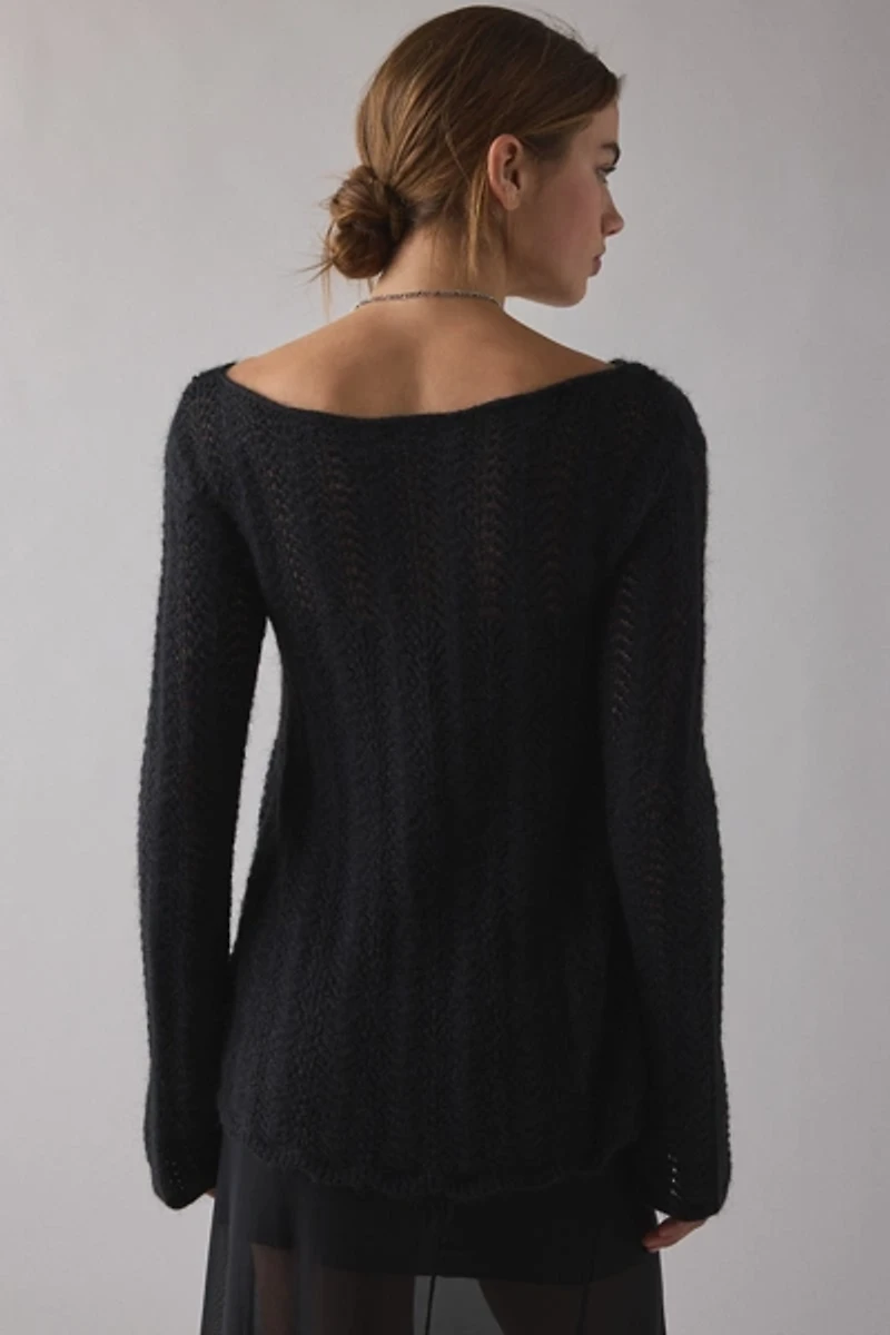 Kimchi Blue Lily Trapeze Bell Sleeve Pointelle Knit Sweater