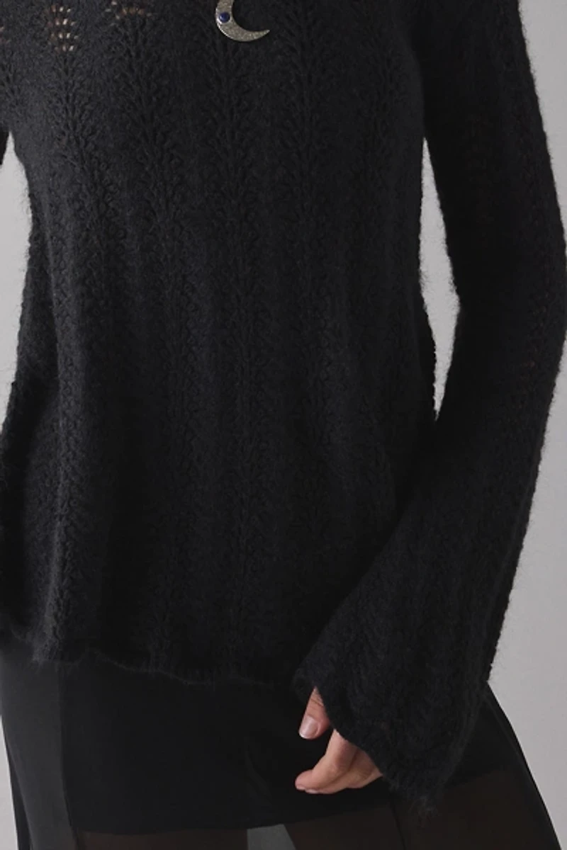 Kimchi Blue Lily Trapeze Bell Sleeve Pointelle Knit Sweater