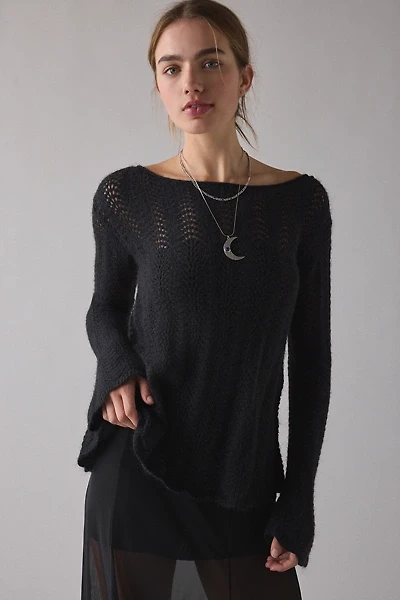 Kimchi Blue Lily Trapeze Bell Sleeve Pointelle Knit Sweater