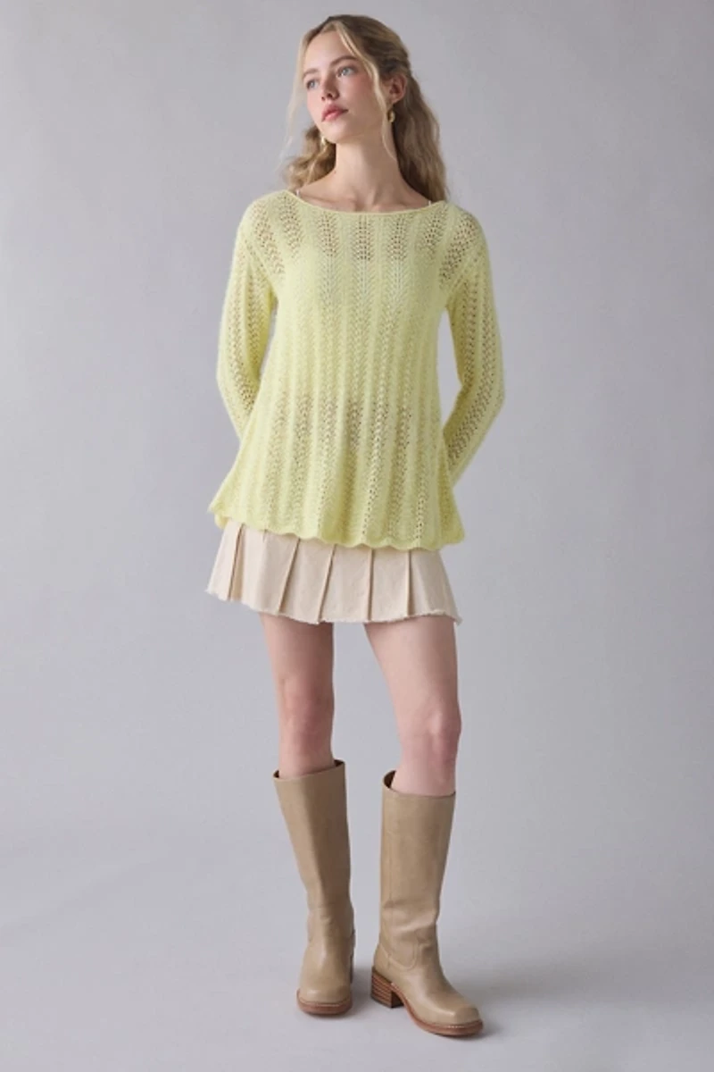 Kimchi Blue Lily Trapeze Bell Sleeve Pointelle Knit Sweater
