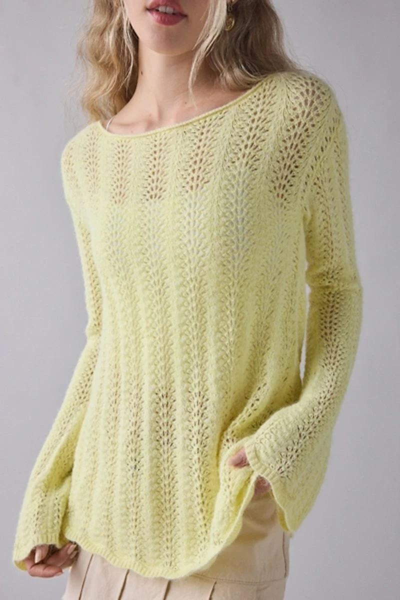 Kimchi Blue Lily Trapeze Bell Sleeve Pointelle Knit Sweater