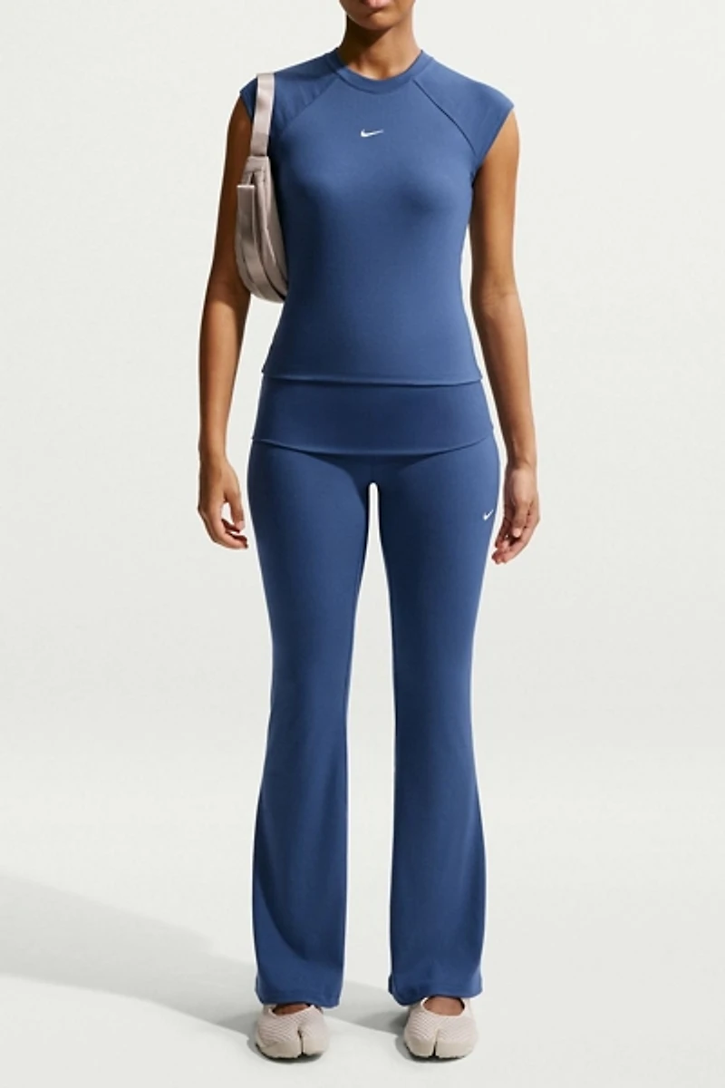 Nike Sportswear Chill Knit Mini-Rib Foldover Flared Leggings