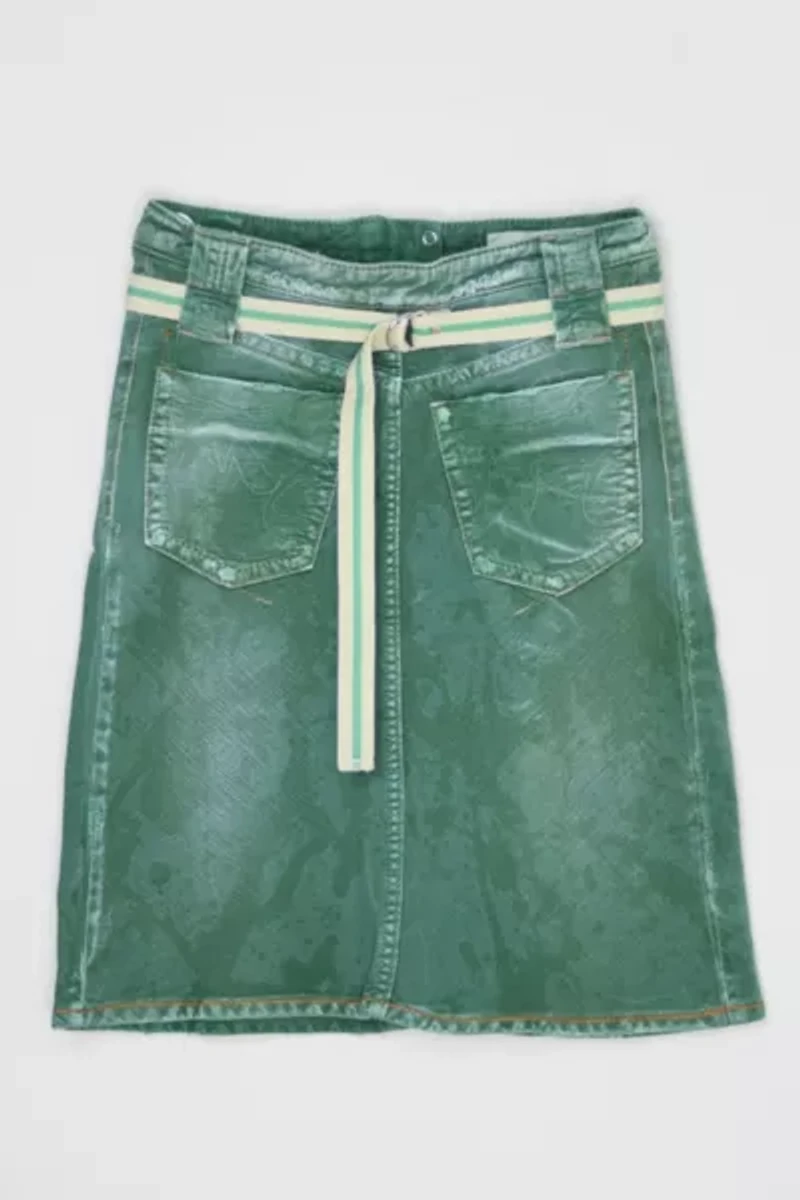 Vintage Y2k Acid Washed Green Denim Skirt