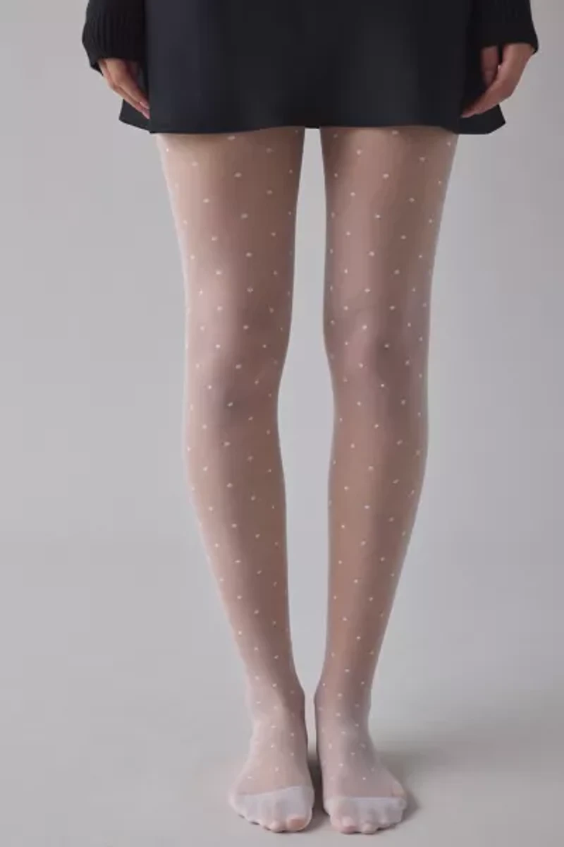 Mini Polka Dot Print Semi-Sheer Tights