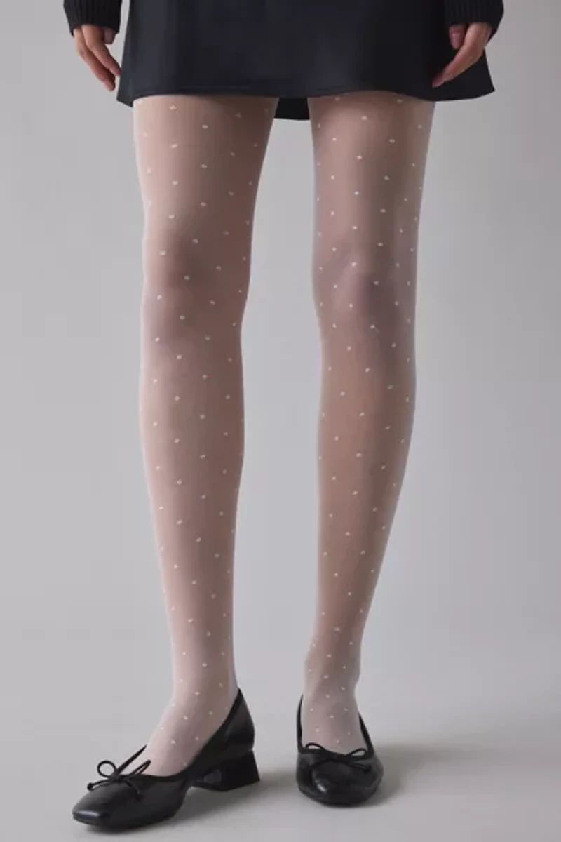 Mini Polka Dot Print Semi-Sheer Tights