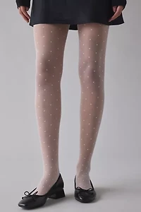 Mini Polka Dot Print Semi-Sheer Tights
