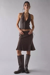 UO Maddison Side-Tie Faux Leather Plunging Halter Top