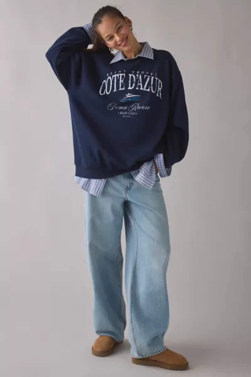 Cote D’Azur Yacht Club Graphic Oversized Crew Neck Pullover