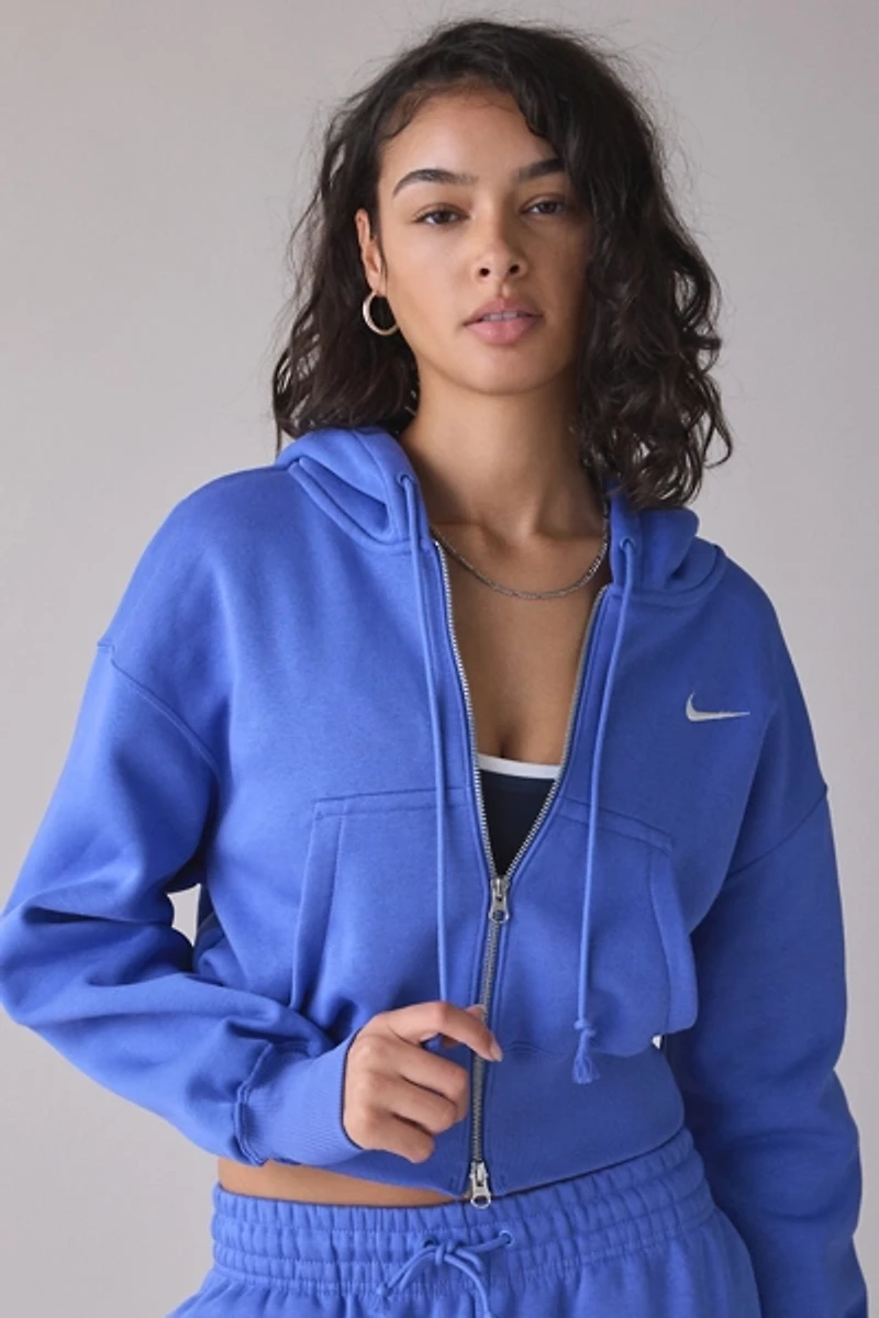 Nike Sportswear Phoenix Fleece Loose Crop Full-Zip Hoodie Sweatshirt