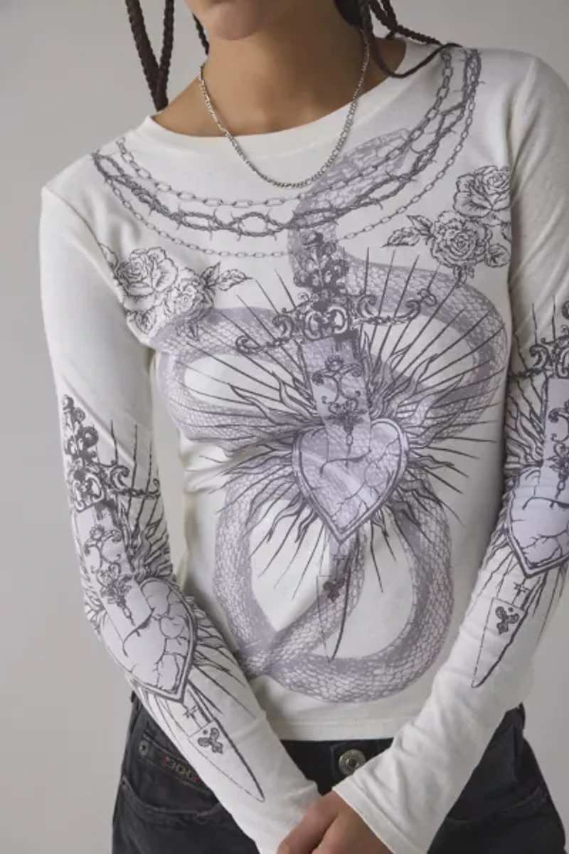 BDG Tattoo Graphic Long Sleeve Spill The Tee