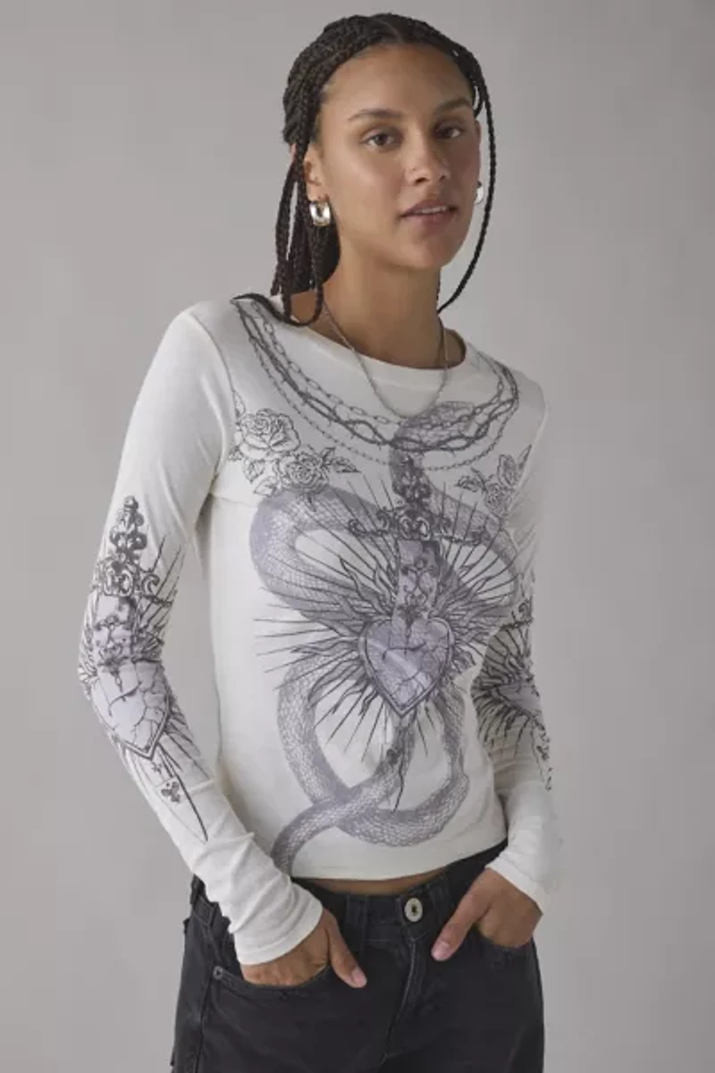 BDG Tattoo Graphic Long Sleeve Spill The Tee