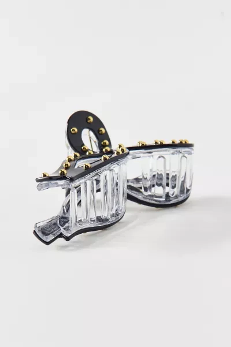 Dome Metal Studded Bow Claw Clip
