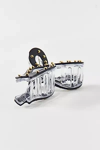 Dome Metal Studded Bow Claw Clip
