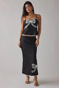 LoveShackFancy Arise Bow Applique Lace Trim Satin Cami