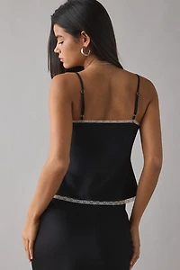 LoveShackFancy Arise Bow Applique Lace Trim Satin Cami