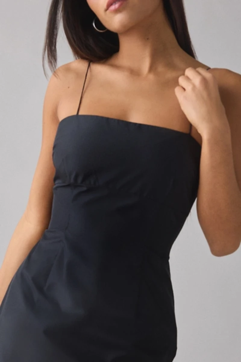LoveShackFancy Kennedi Black Bow Detail Mini Dress