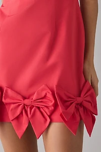LoveShackFancy Kennedi Red Bow Detail Mini Dress