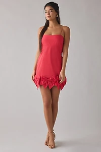 LoveShackFancy Kennedi Red Bow Detail Mini Dress