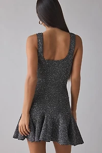 LoveShackFancy Sarajane Stretch Knit Sequin Mini Dress